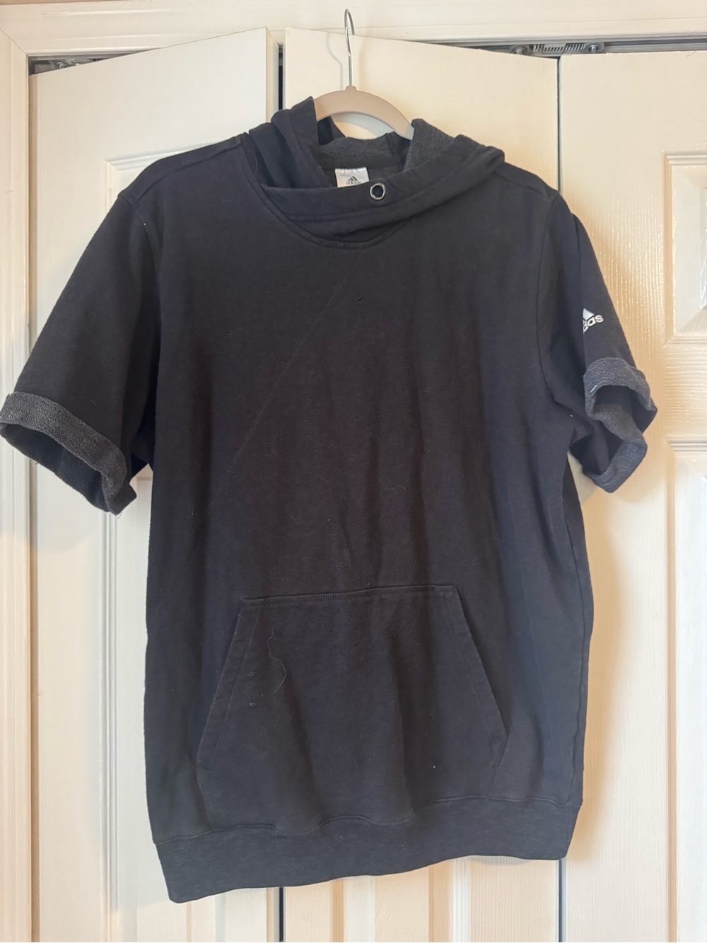 Adidas Cross Up Black Short Sleeve Pullover Hoodie Sportswear Mens Size L